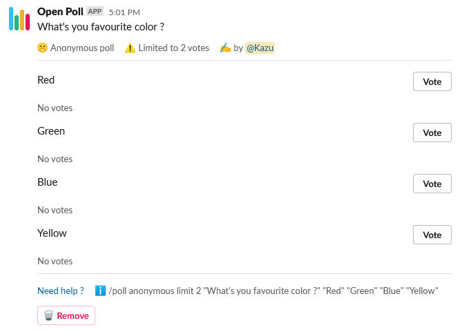 Anonymous limited poll